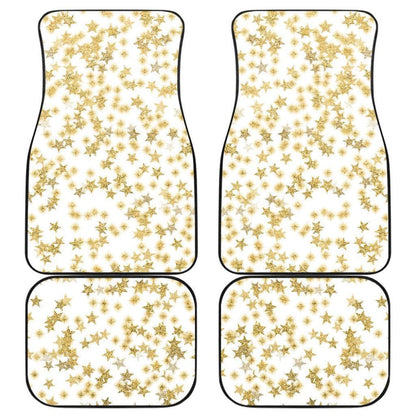 Gold Stars On White Front And Back Car Mats