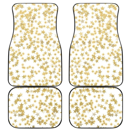 Gold Stars On White Front And Back Car Mats