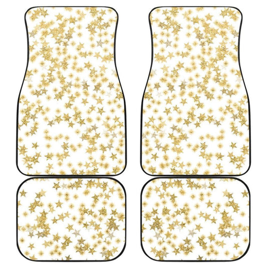Gold Stars On White Front And Back Car Mats