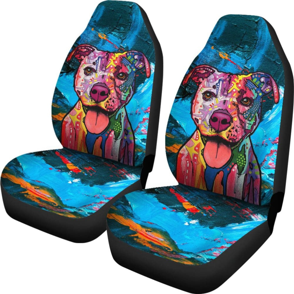 Colorful Pitbull Love a Bull Car Seat Covers