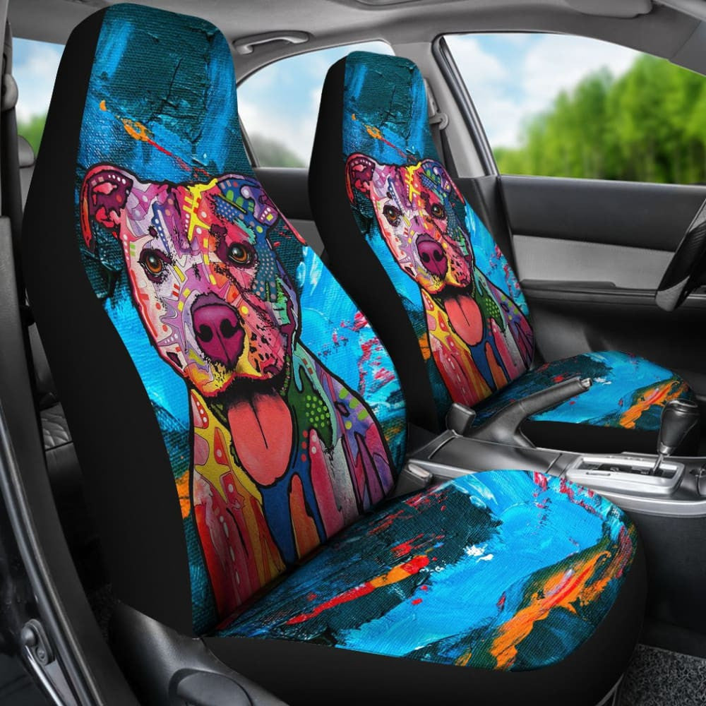 Colorful Pitbull Love a Bull Car Seat Covers