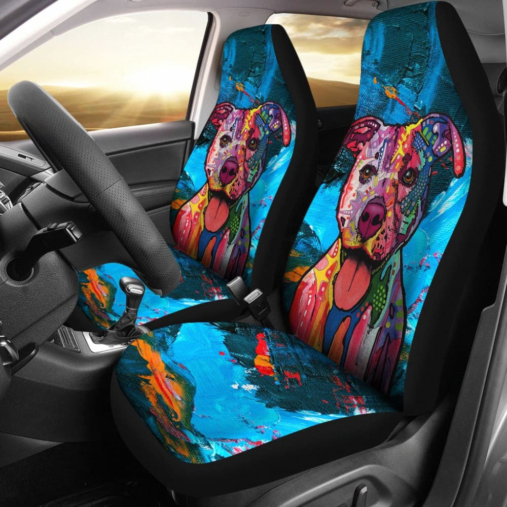 Colorful Pitbull Love a Bull Car Seat Covers