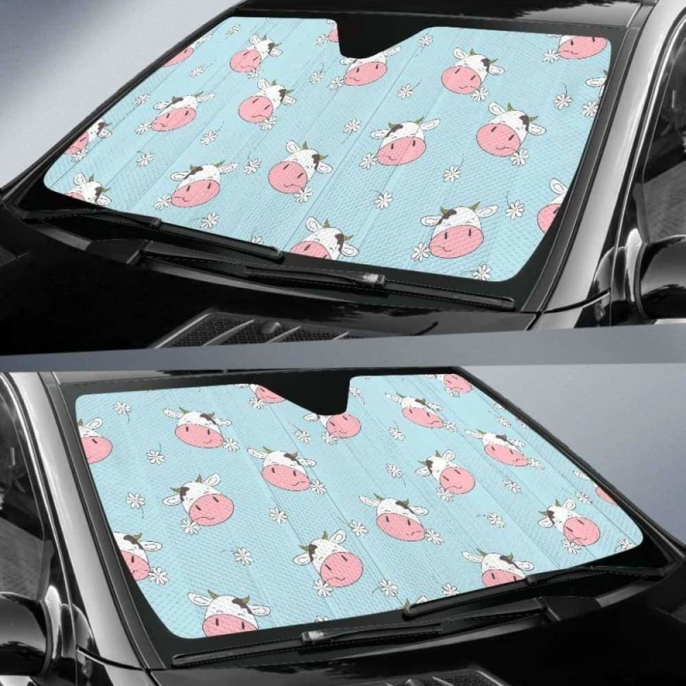 Cute Cow Flower Pattern Car Auto Sun Shades