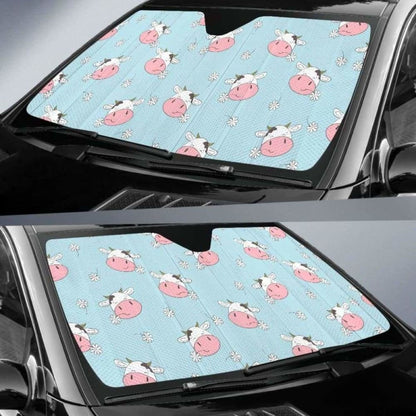 Cute Cow Flower Pattern Car Auto Sun Shades
