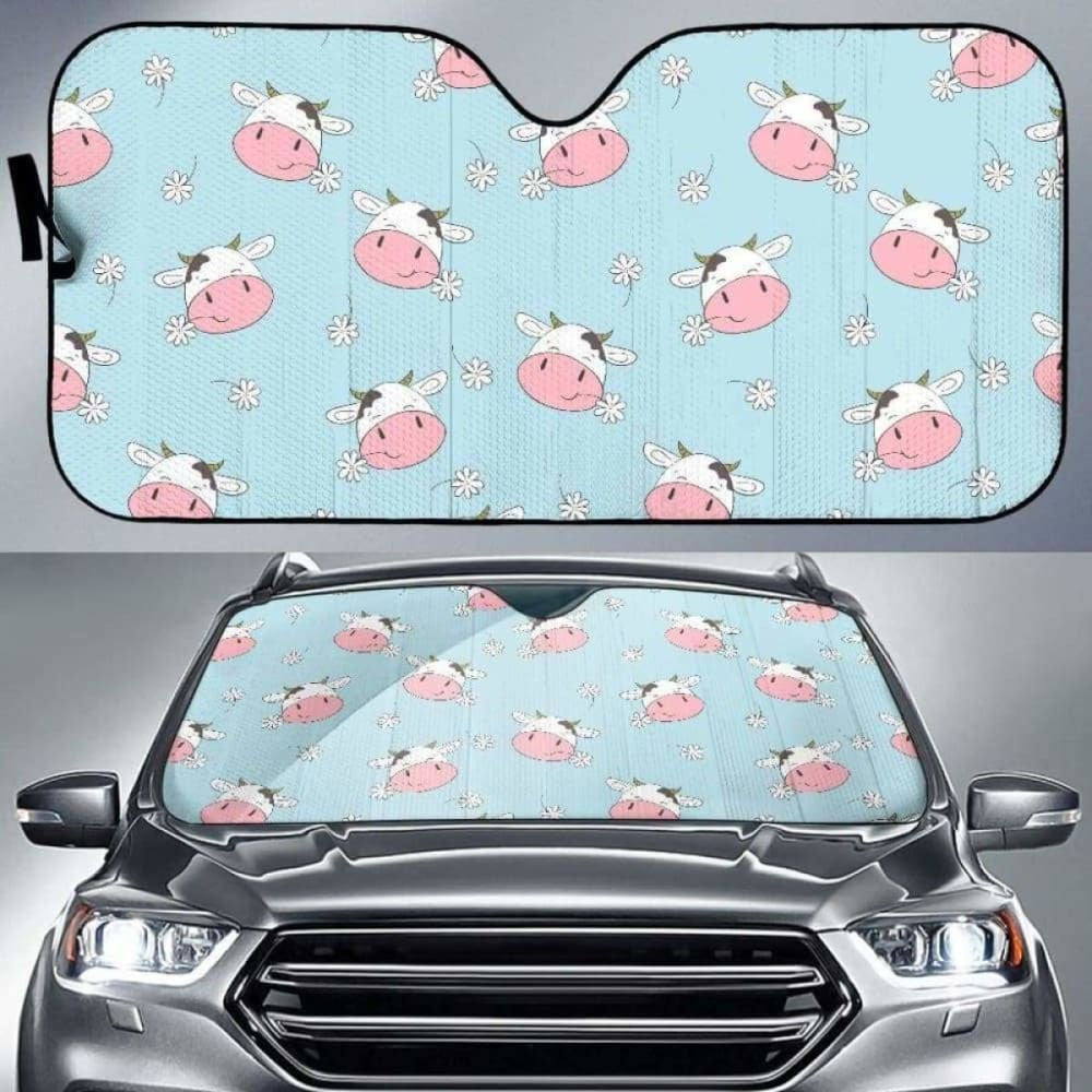 Cute Cow Flower Pattern Car Auto Sun Shades