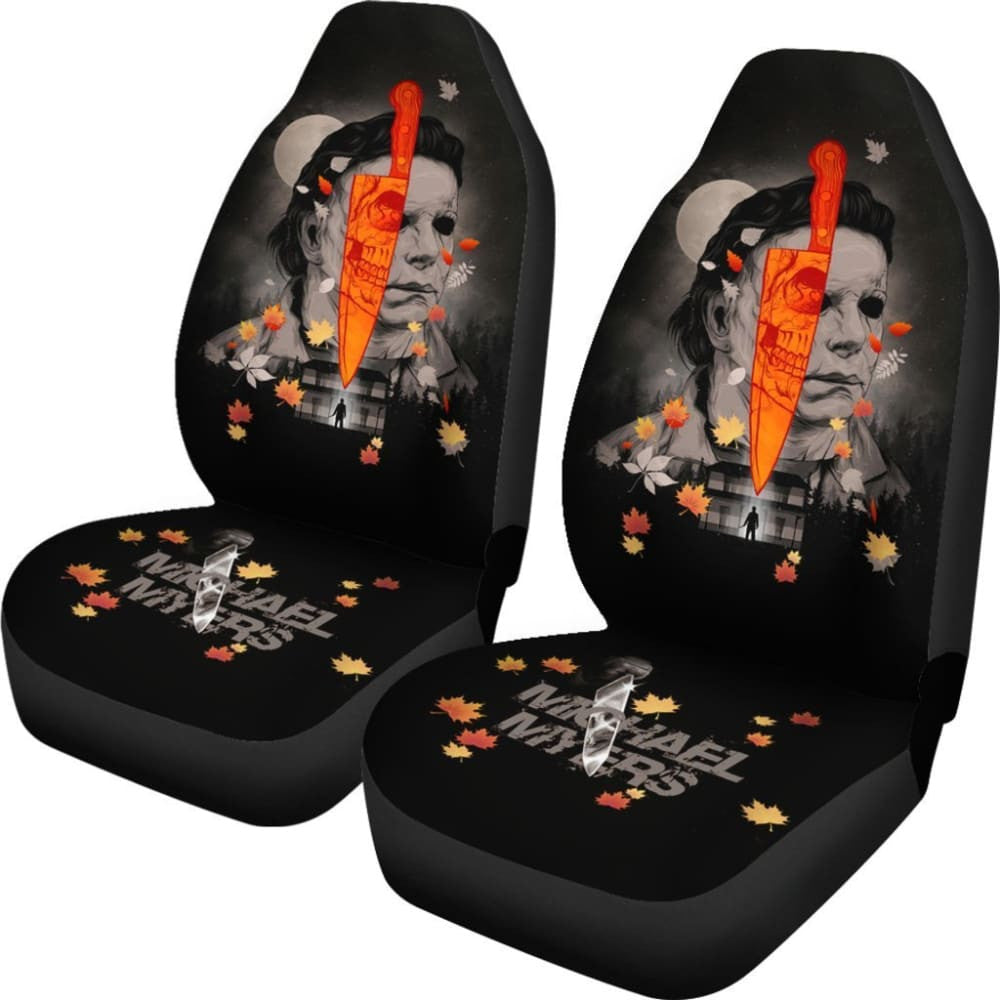 Horror Movie Car Seat Covers | Michael Myers Skull Maple Leaf Falling Seat Covers