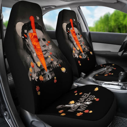 Horror Movie Car Seat Covers | Michael Myers Skull Maple Leaf Falling Seat Covers