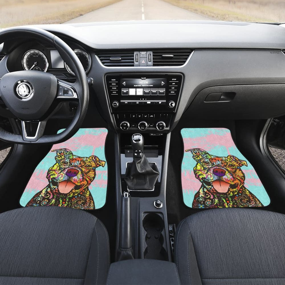 Colorful Pitbull Amazing Gift Ideas For Pitbull Lovers Car Floor Mats