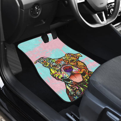 Colorful Pitbull Amazing Gift Ideas For Pitbull Lovers Car Floor Mats