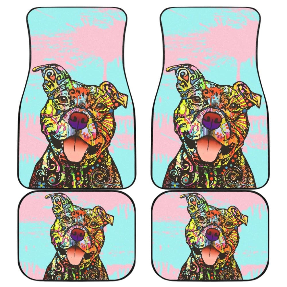 Colorful Pitbull Amazing Gift Ideas For Pitbull Lovers Car Floor Mats
