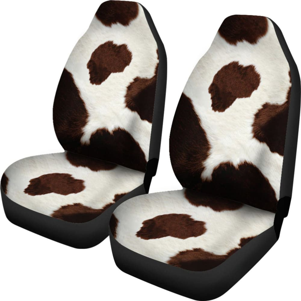 Brown Cowhide Printed Car Seat Covers