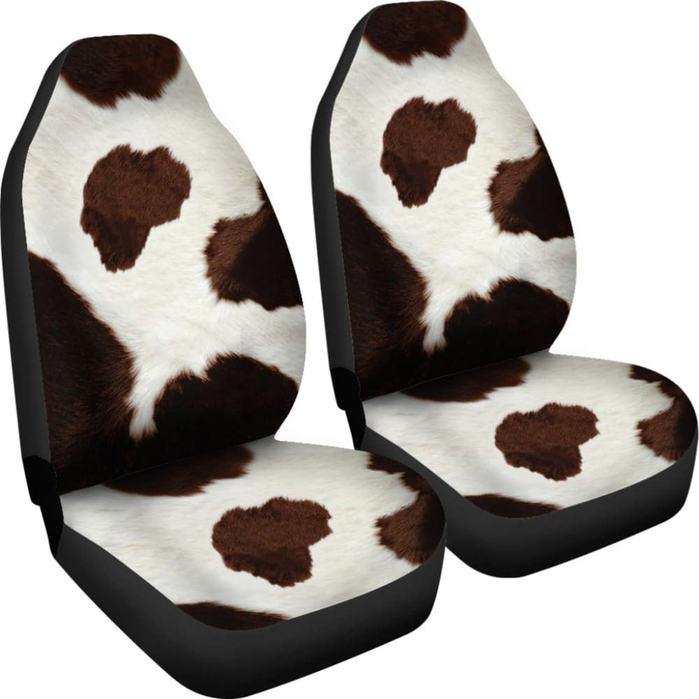 Brown Cowhide Printed Car Seat Covers
