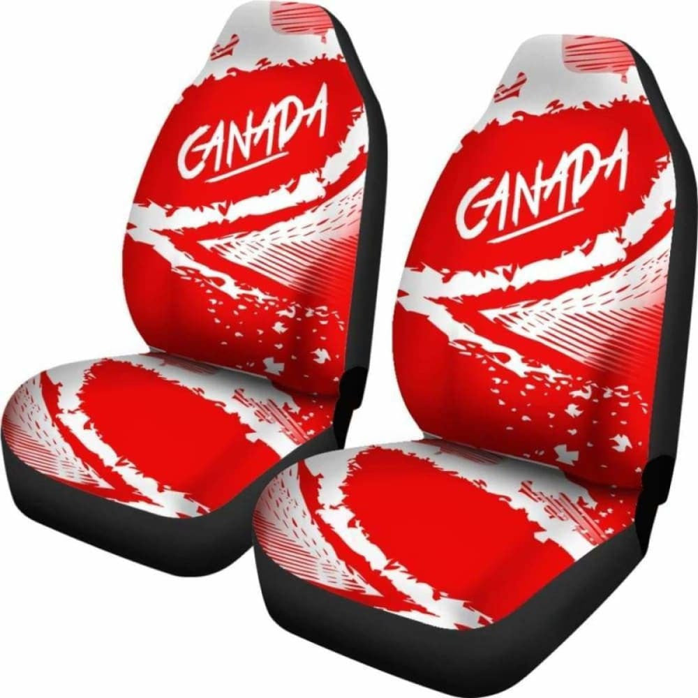 Canada Car Seat Covers - Red White Color Blur Style -