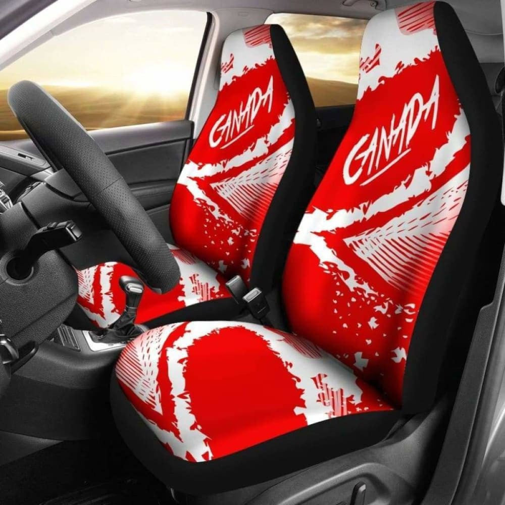 Canada Car Seat Covers - Red White Color Blur Style -