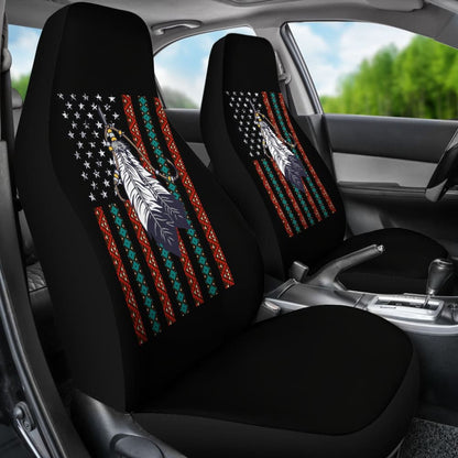 Native Feather American Flag Design Car Seat Covers