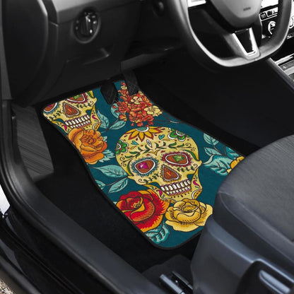 Pcs - Day Of The Dead Sugar Skulls Car Mats