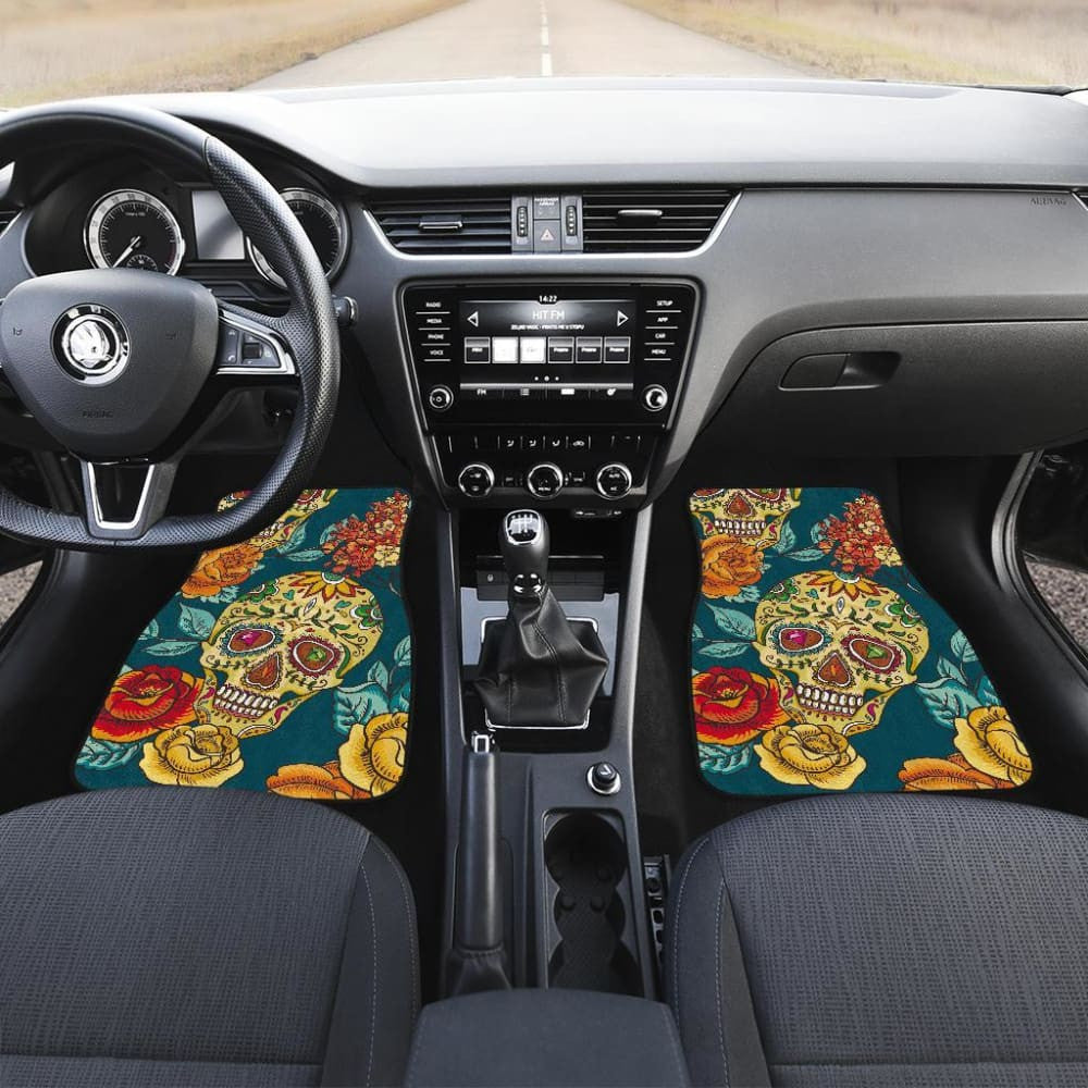 Pcs - Day Of The Dead Sugar Skulls Car Mats