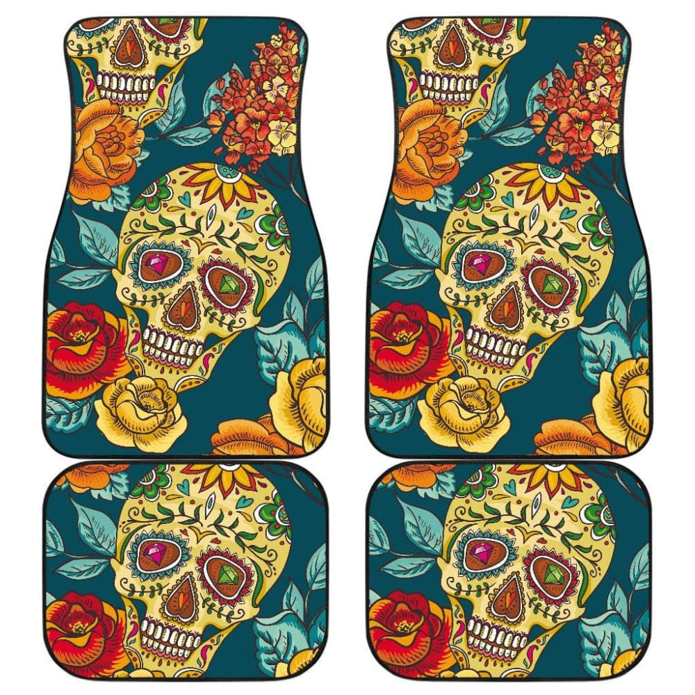 Pcs - Day Of The Dead Sugar Skulls Car Mats