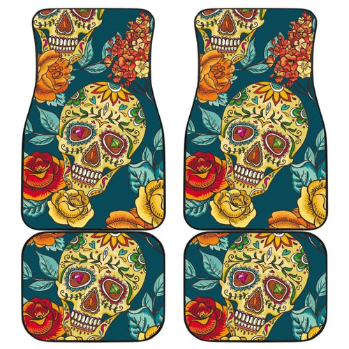 Pcs - Day Of The Dead Sugar Skulls Car Mats
