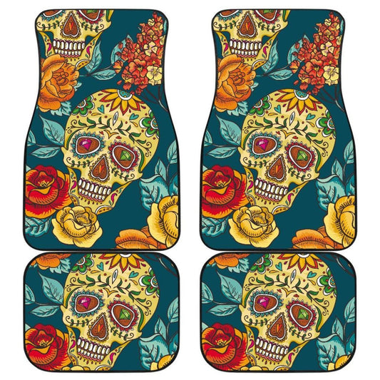 Pcs - Day Of The Dead Sugar Skulls Car Mats