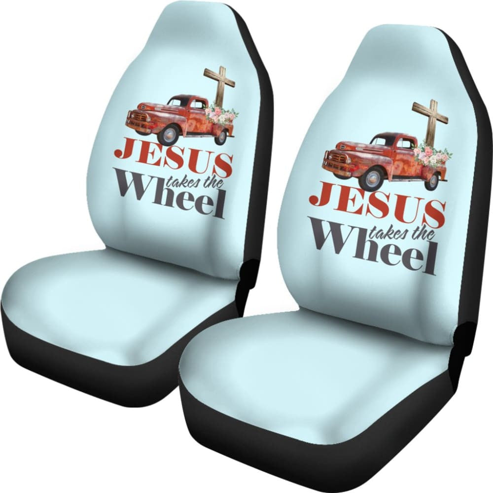 Jesus Takes The Wheel Car Seat Covers