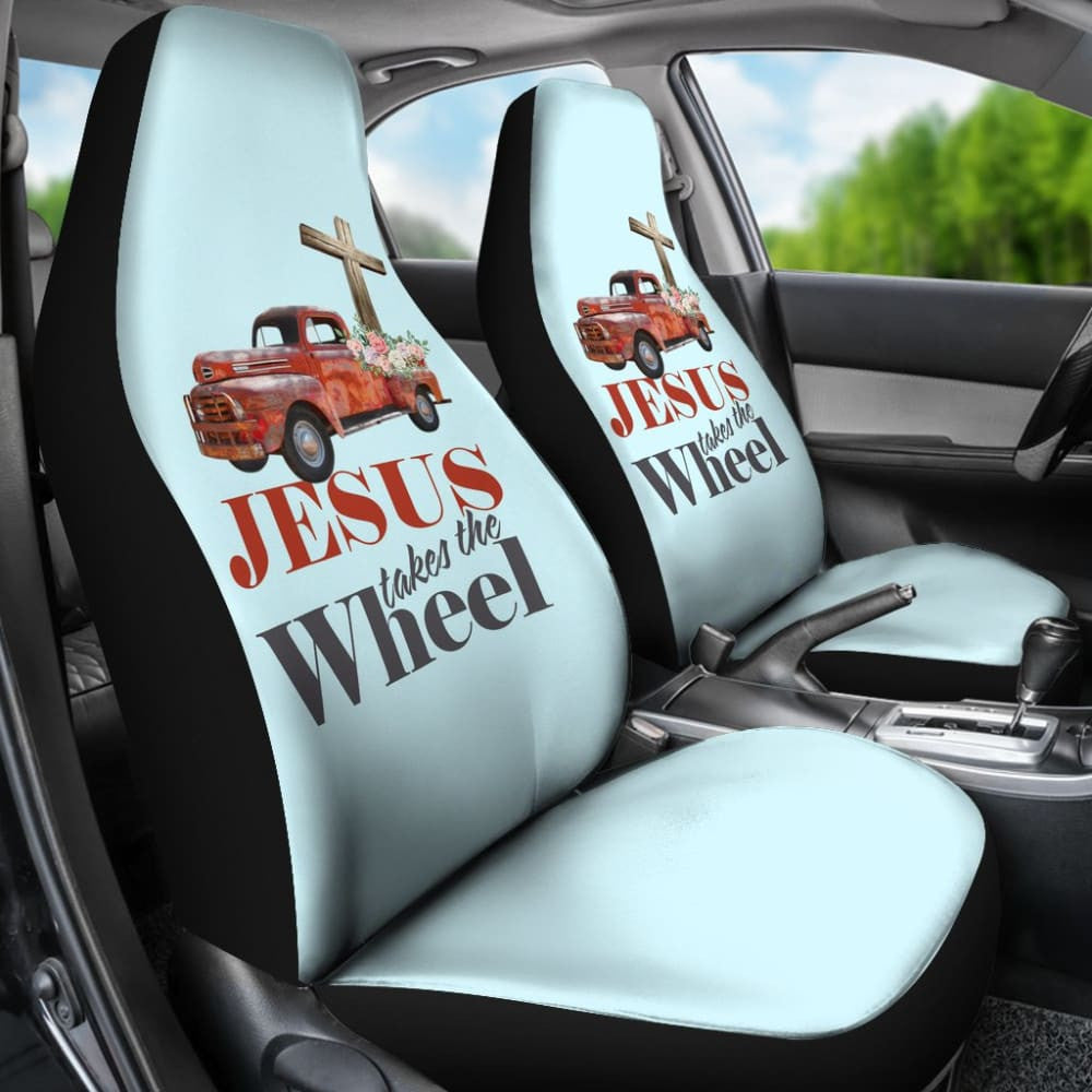 Jesus Takes The Wheel Car Seat Covers