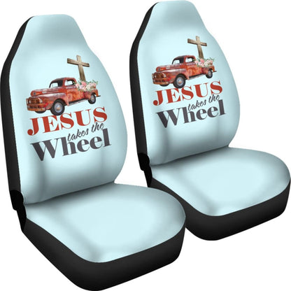 Jesus Takes The Wheel Car Seat Covers