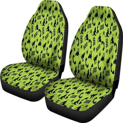 Trick Or Treat Green Cat Boo Car Seat Covers