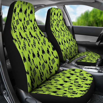 Trick Or Treat Green Cat Boo Car Seat Covers
