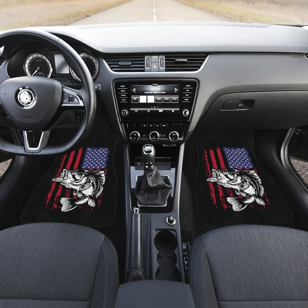 Largemouth Bass Fishing American Flag Star Stripes Car Floor Mats