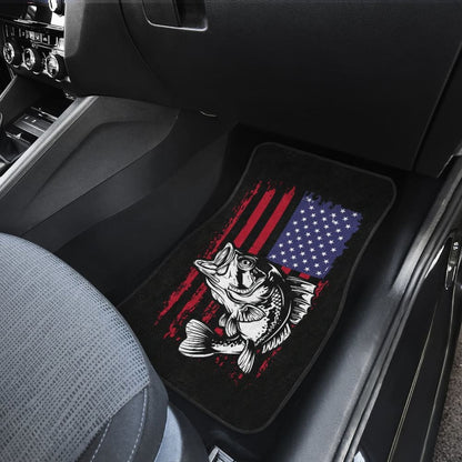 Largemouth Bass Fishing American Flag Star Stripes Car Floor Mats