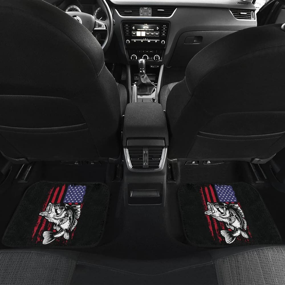 Largemouth Bass Fishing American Flag Star Stripes Car Floor Mats