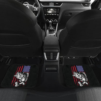 Largemouth Bass Fishing American Flag Star Stripes Car Floor Mats