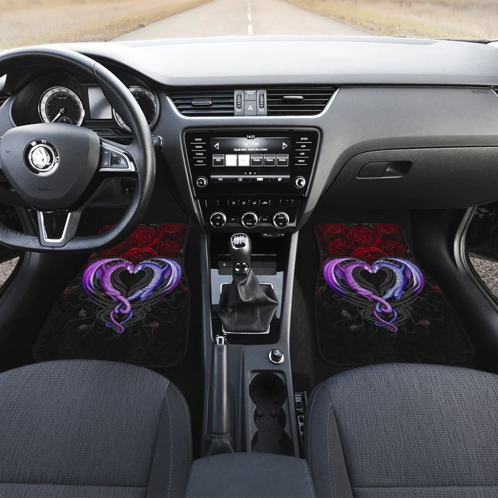 Couple Valentine Dragons, Roses And Heart Car Floor Mats