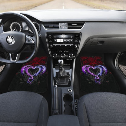 Couple Valentine Dragons, Roses And Heart Car Floor Mats