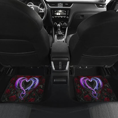 Couple Valentine Dragons, Roses And Heart Car Floor Mats