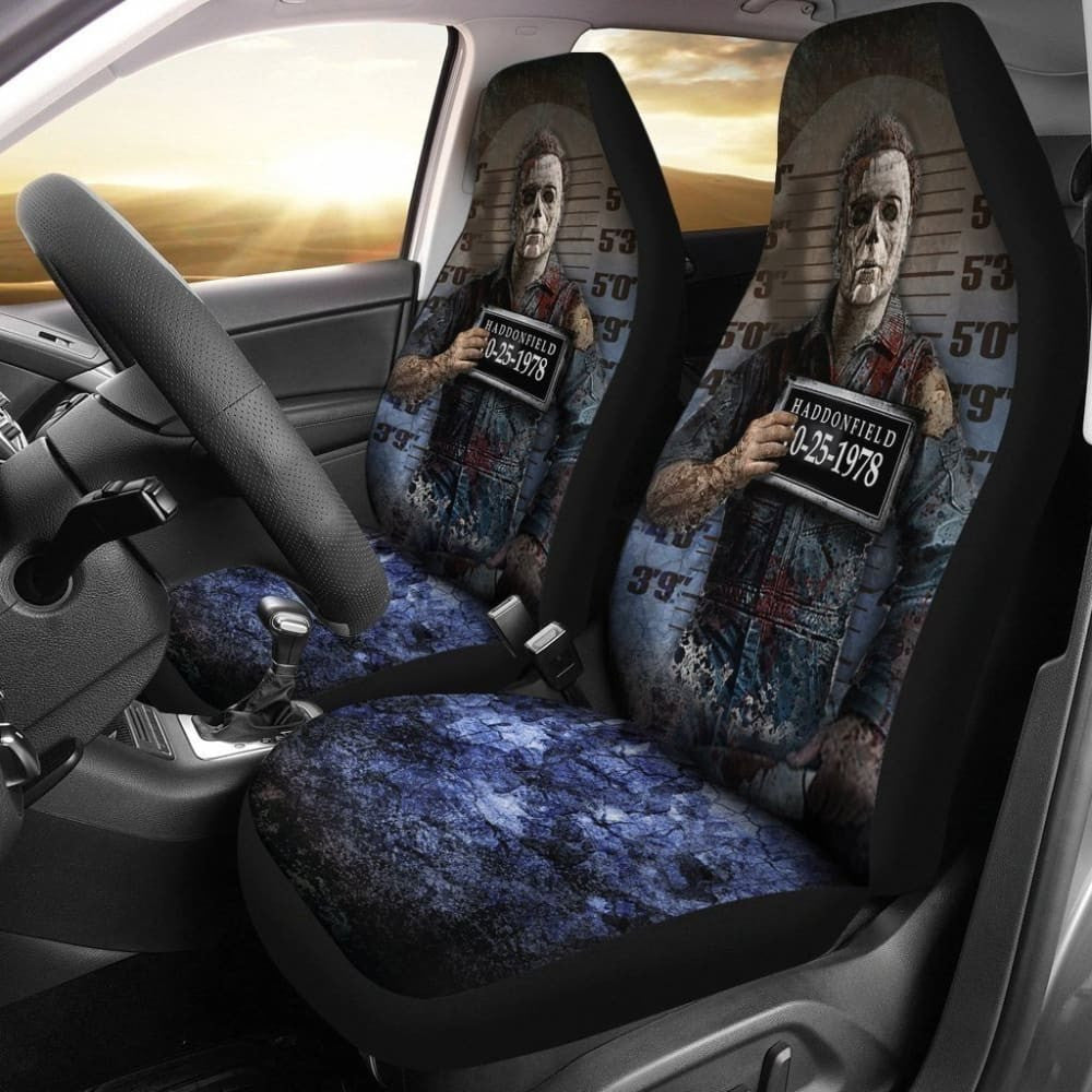 Michael Myers Car Seat Covers Custom Police Wanted Car Decoration