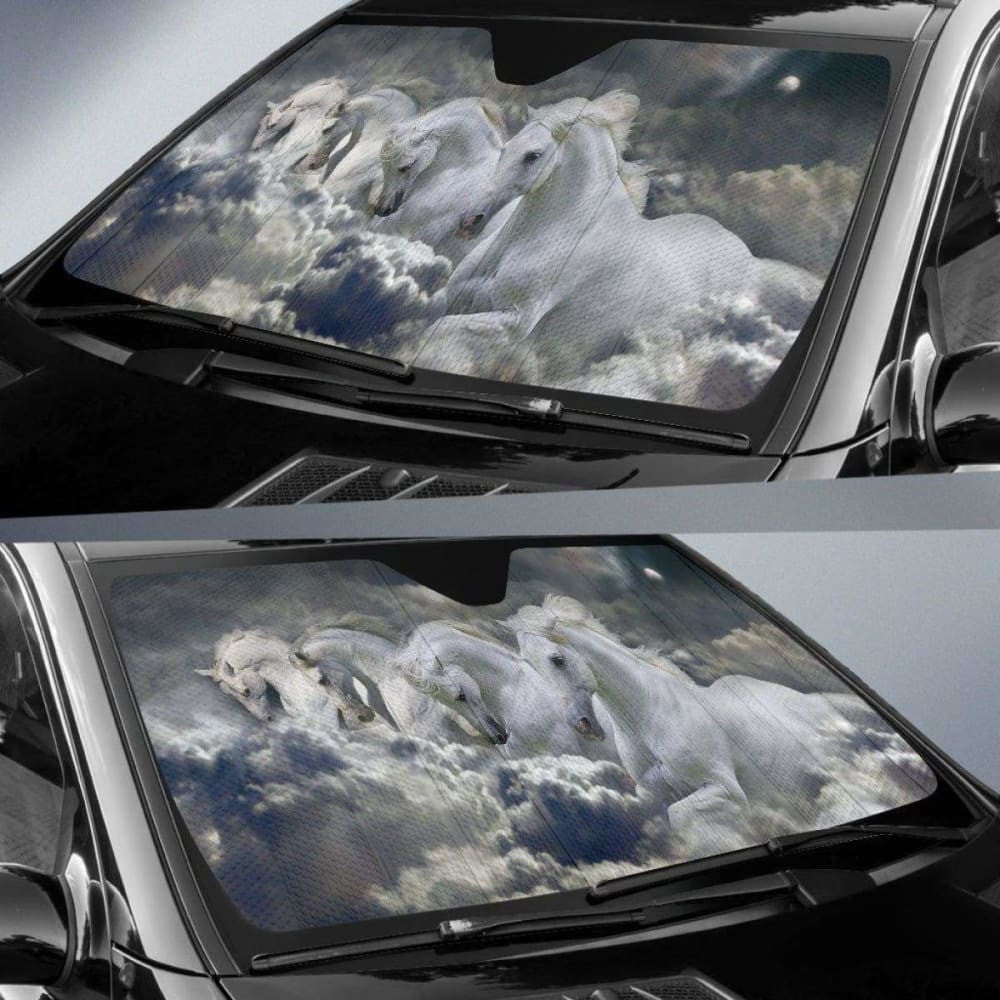 White Horses Auto Sun Shade