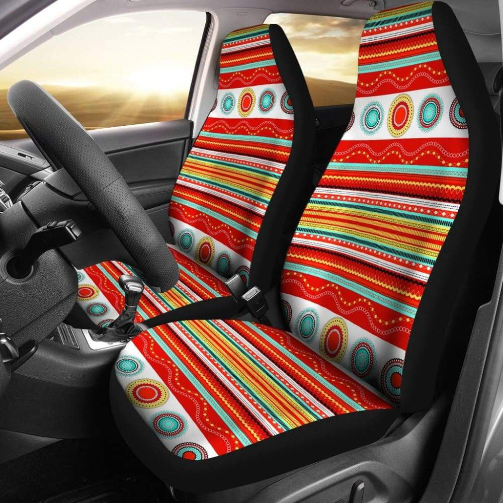Red Aztec Design Car Seat Covers