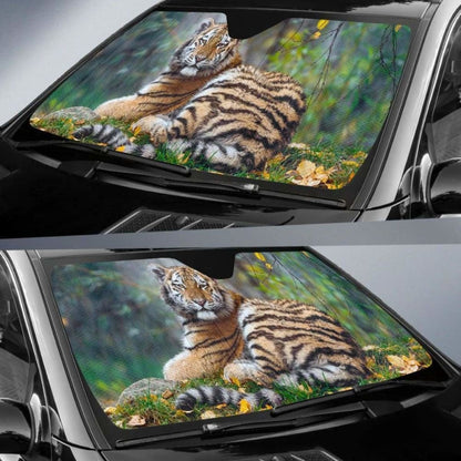 Tigress Cub Young AutumnKK Car Sun Shade