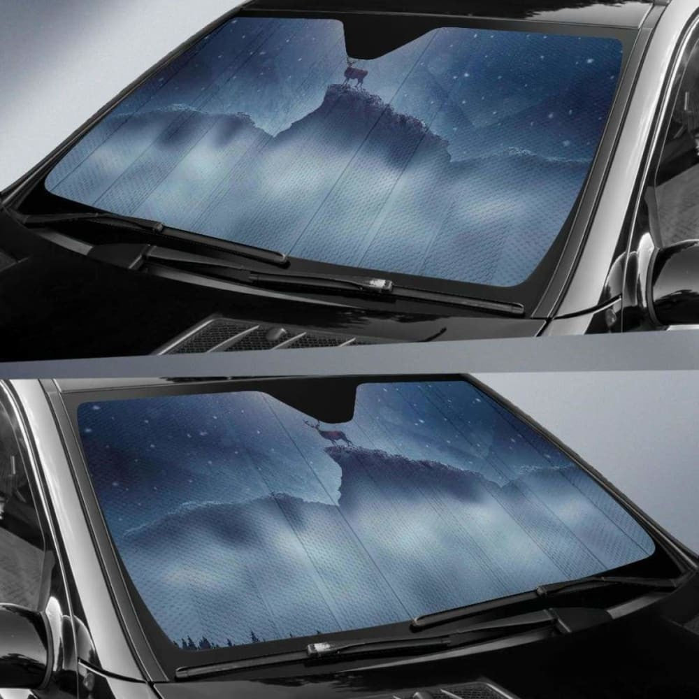 Deer Snowfall Winter Peak Hd Car Sun Shade