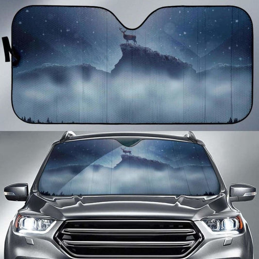 Deer Snowfall Winter Peak Hd Car Sun Shade