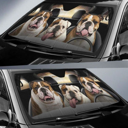 Bulldog Car Auto Sun Shade Funny Dog Windshield