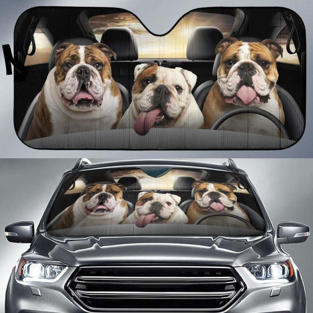 Bulldog Car Auto Sun Shade Funny Dog Windshield