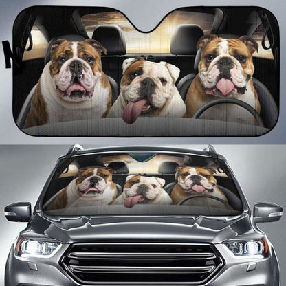 Bulldog Car Auto Sun Shade Funny Dog Windshield