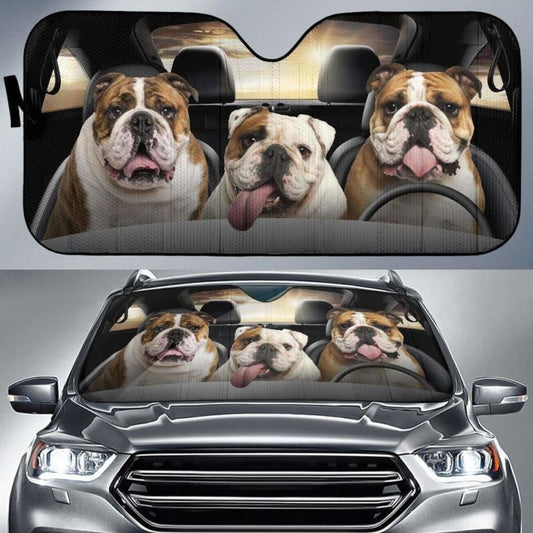 Bulldog Car Auto Sun Shade Funny Dog Windshield