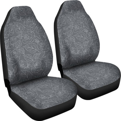 Gray With Subtle Rose Pattern Car Seat Covers Set