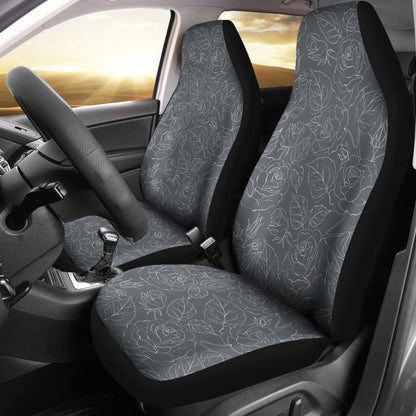 Gray With Subtle Rose Pattern Car Seat Covers Set