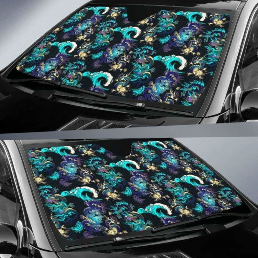 Dragon Sea Wave Pattern Car Auto Sun Shades