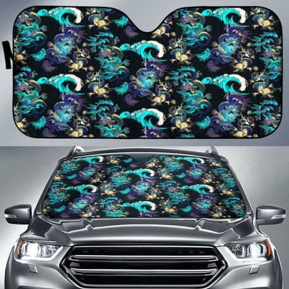 Dragon Sea Wave Pattern Car Auto Sun Shades